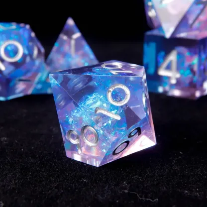 Light Purple & Blue DND Dice Set – Perfect Birthday Gift, Sharp Edge D&D Polyhedral Dice (D6, D20)