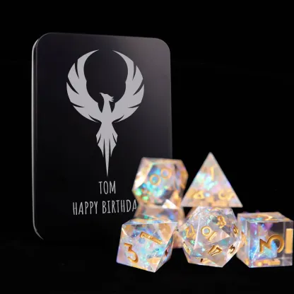 Rainbow Transparent RPG Dice Set – Soft Color Polyhedral D&D Dice, Gift for Her