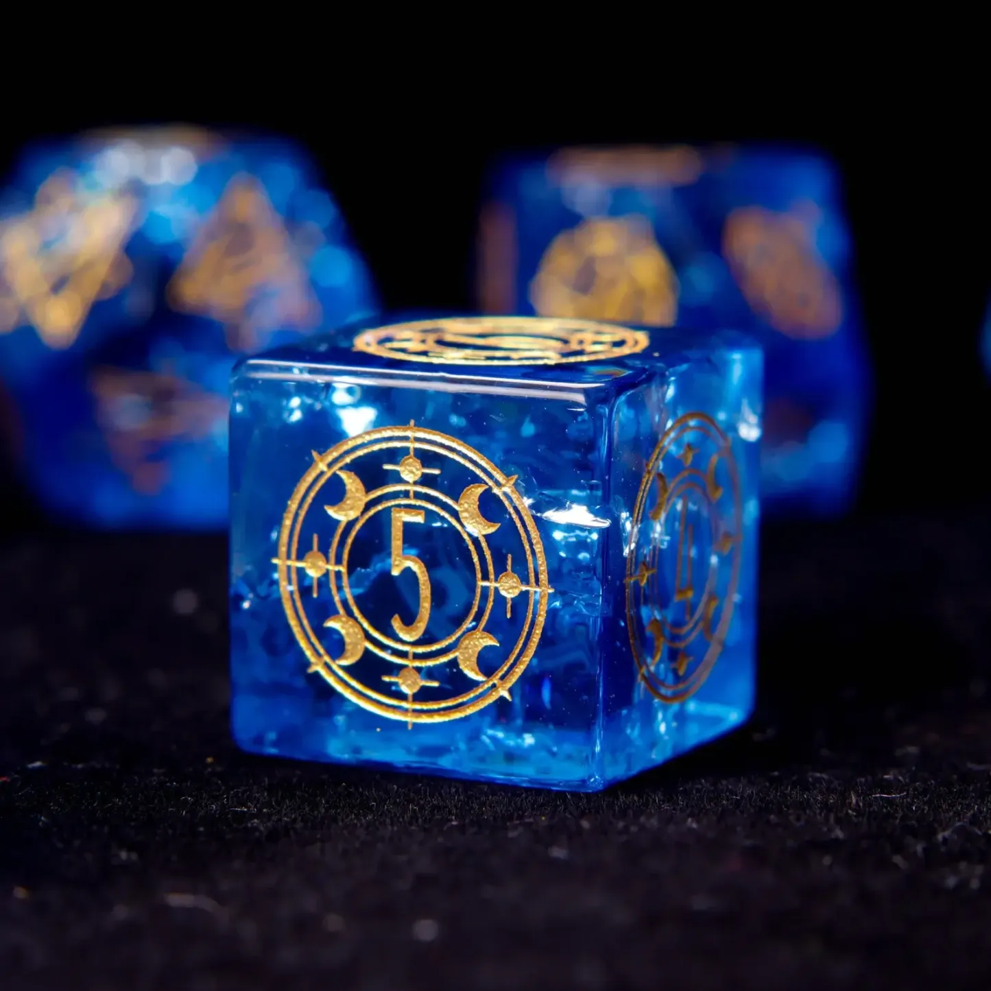Blue Glass D&D Dice Set – Gemstone Style Polyhedral RPG Dice, Perfect Birthday Gift for Him/Her