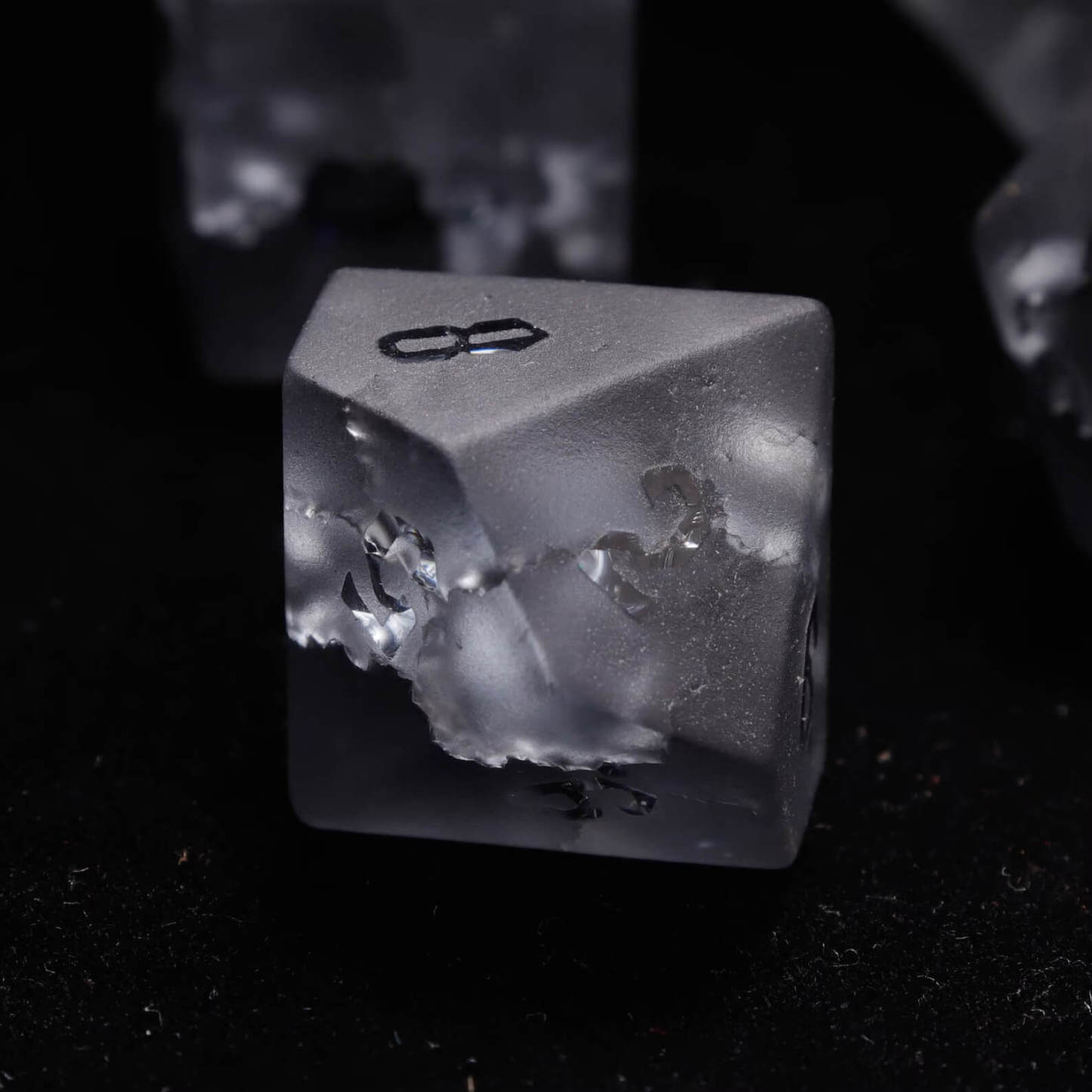 Black Sparkle D&D Gem Dice Set – Matte Black, Sharp Edge, Perfect RPG Gift for Boyfriend