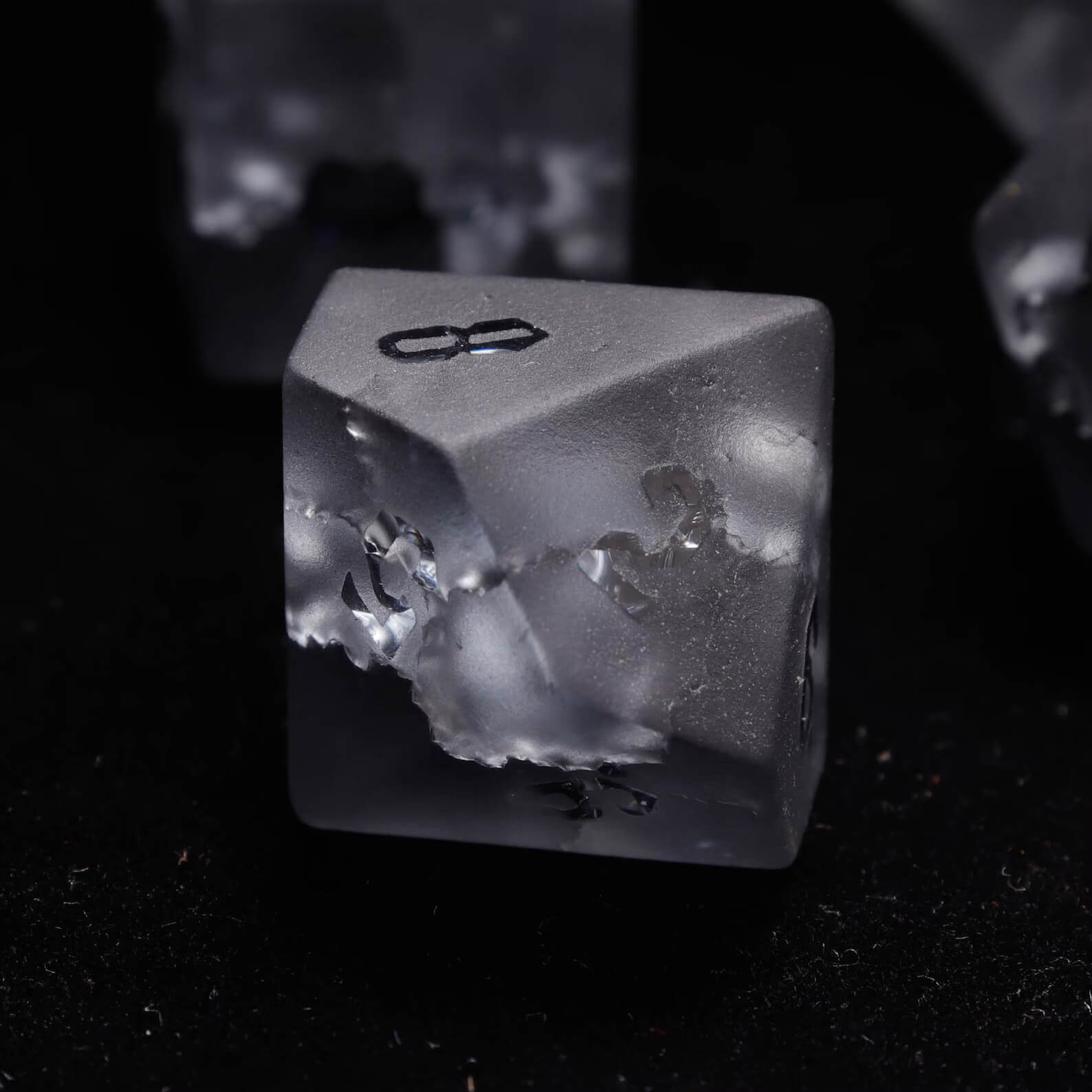 Black Sparkle D&D Gem Dice Set – Matte Black, Sharp Edge, Perfect RPG Gift for Boyfriend