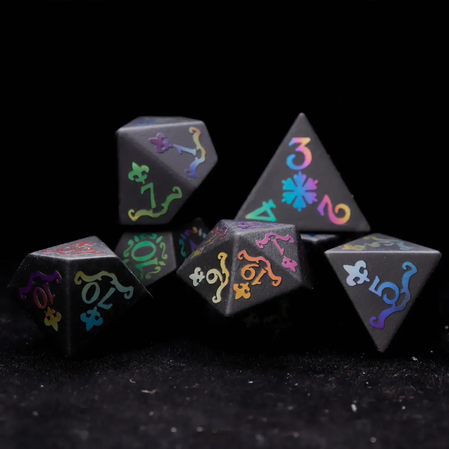 Black Obsidian D&D Gem Dice Set – Matte Black, Sharp Edge, Perfect RPG Gift for Friends