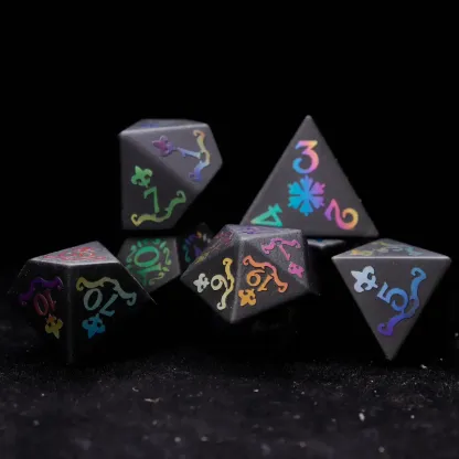 Black Obsidian D&D Gem Dice Set – Matte Black, Sharp Edge, Perfect RPG Gift for Friends