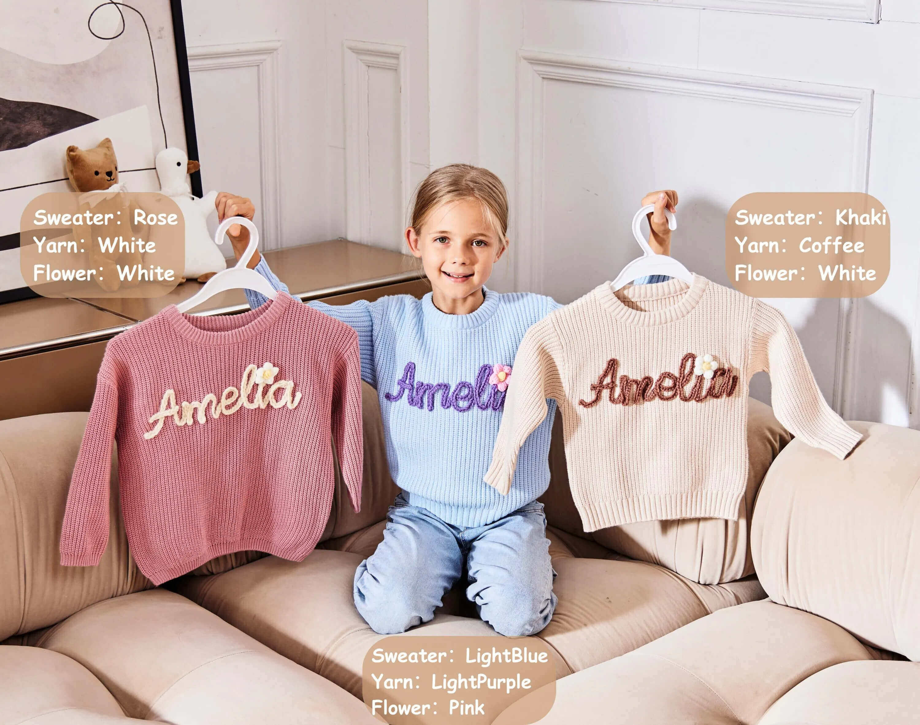 Custom Embroidered Baby Name Sweater – Light & Soft Personalized Gift