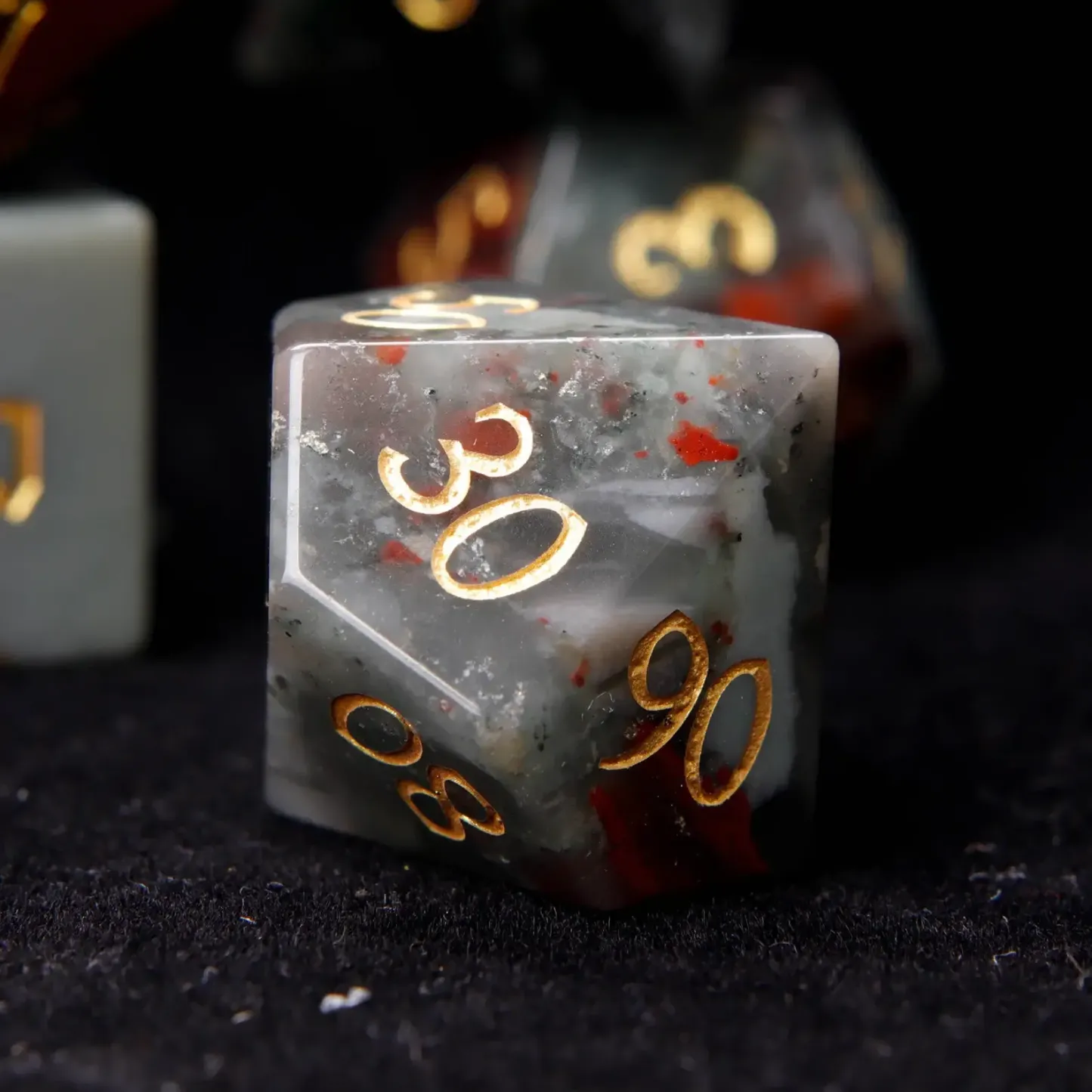 Red Natural Bloodstone D&D Dice Set – Sharp Edge Gemstone RPG Dice