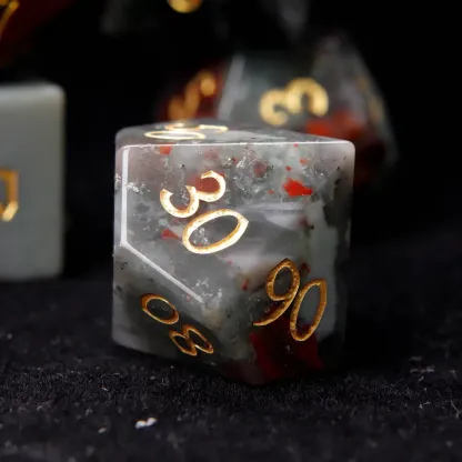 Red Natural Bloodstone D&D Dice Set – Sharp Edge Gemstone RPG Dice