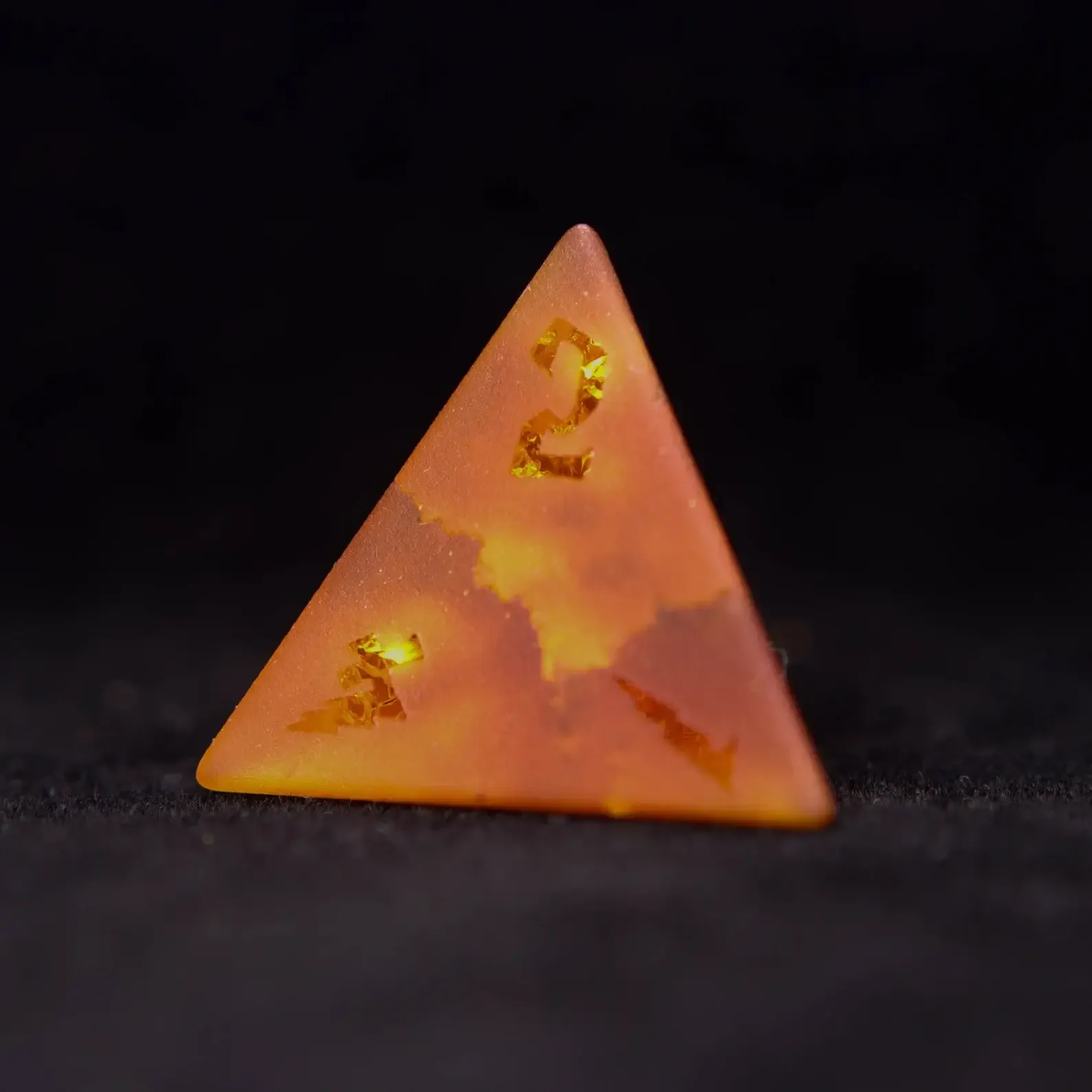 Orange Glass Sharp Edge D&D Dice Set, Dungeons and Dragons Polyhedral RPG Gemstone Dice Set