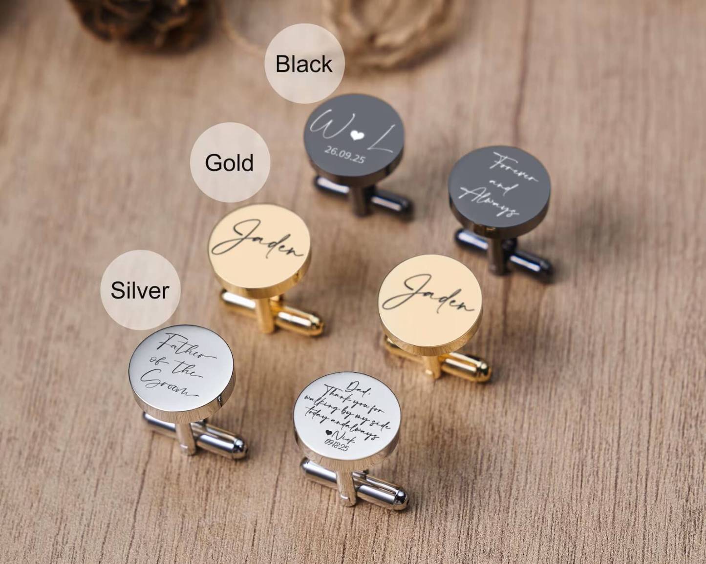 Personalized Engraved Cufflinks with Versatile Gift Box – Wedding & Anniversary Gift