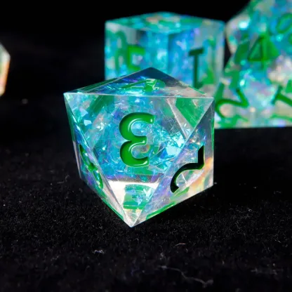 Green DND Dice Set – Sharp Edge Polyhedral RPG Dice