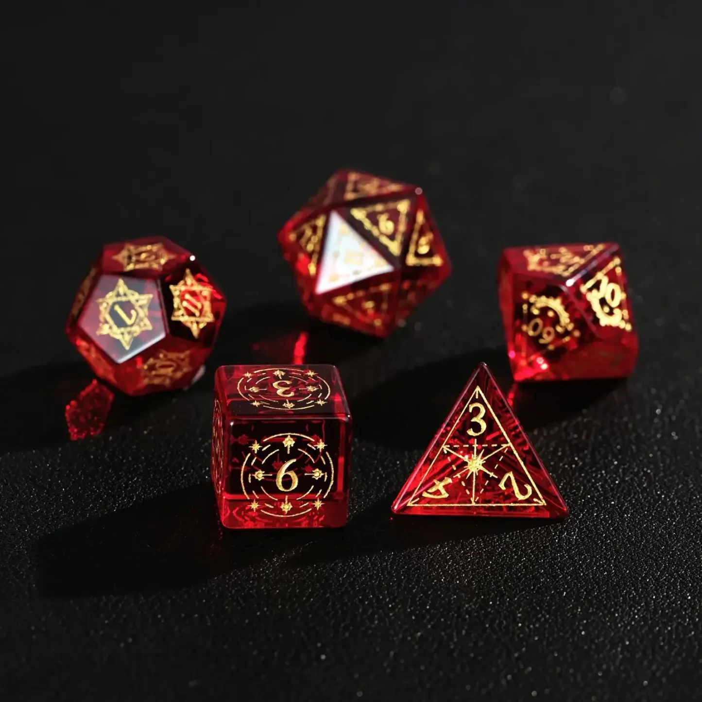 Red Garnet DND Dice Set – Handcrafted Polyhedral RPG Dice Gift