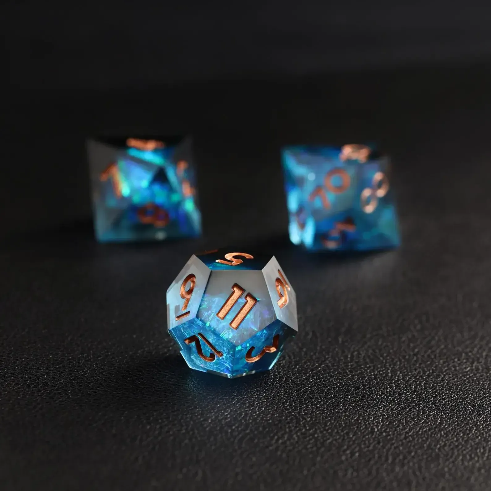 Blue Lightning DND Dice Set – Sharp-Edge Polyhedral D&D Dice