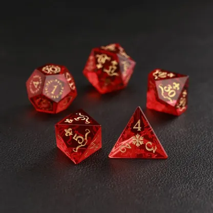 Red Garnet DND Dice Set – Dungeons & Dragons Polyhedron RPG Gem Dice Set