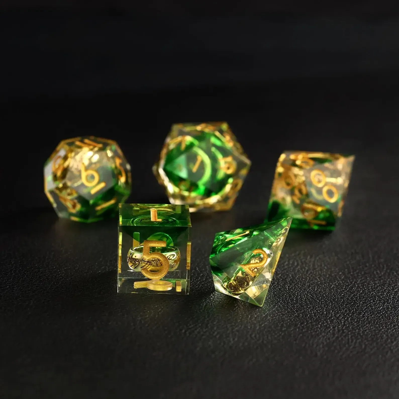Green Brass Ring Dice – The Lord of the Rings Dice Set