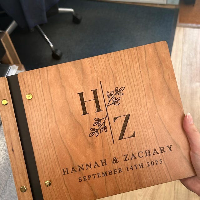 Personalized Wooden Wedding Guest Book, Photo Album Scrapbook, Custom Guestbook, Wooden Wedding Keepsake, Memory Album
