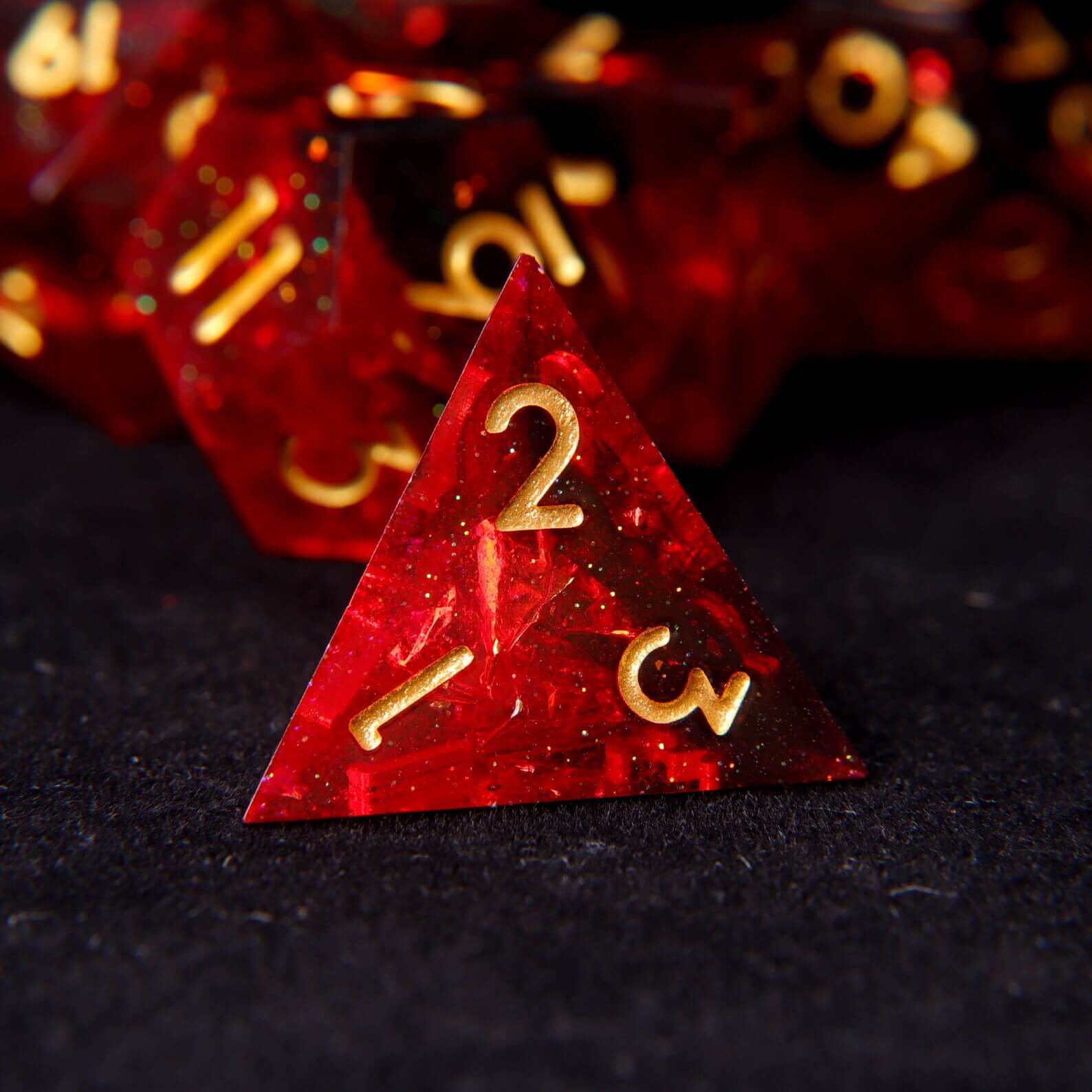 Fiery Red Sharp Edges Dungeons & Dragons Polyhedron RPG Dice Set DND