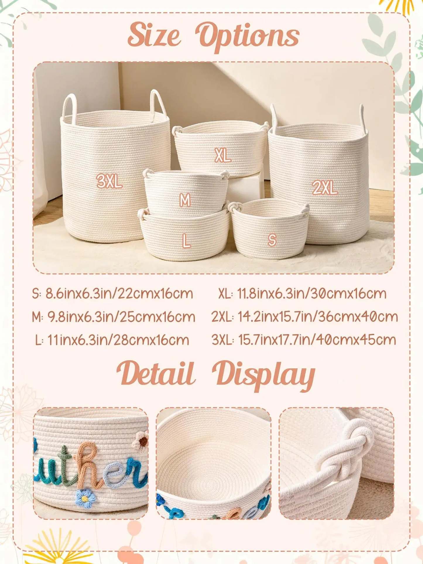 Personalized Handmade Basket, Baby Shower Gift Basket, Baby Shower Gift, Rope Cotton Gift Basket, Toy Organizer