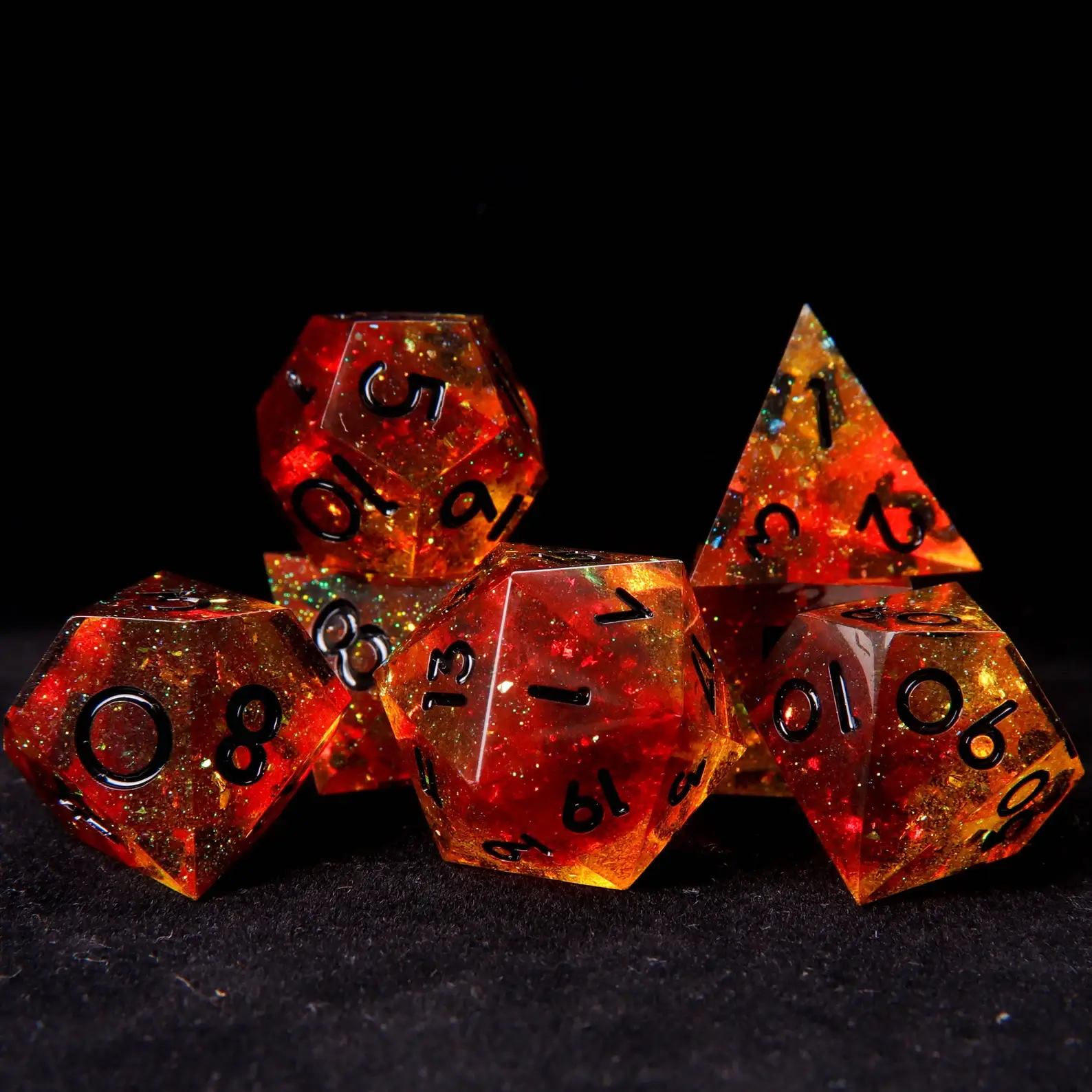 Orange D&D Dice Set – Sharp Edge D6 & D20, Polyhedral RPG Victory Gift