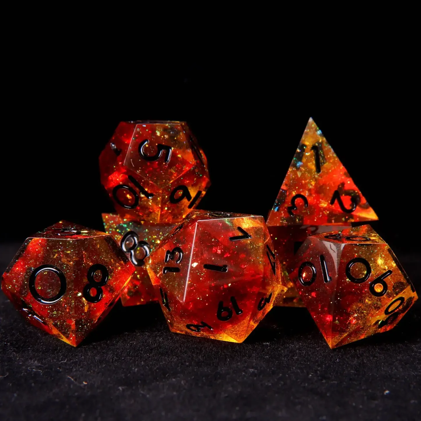 Orange D&D Dice Set – Sharp Edge D6 & D20, Polyhedral RPG Victory Gift