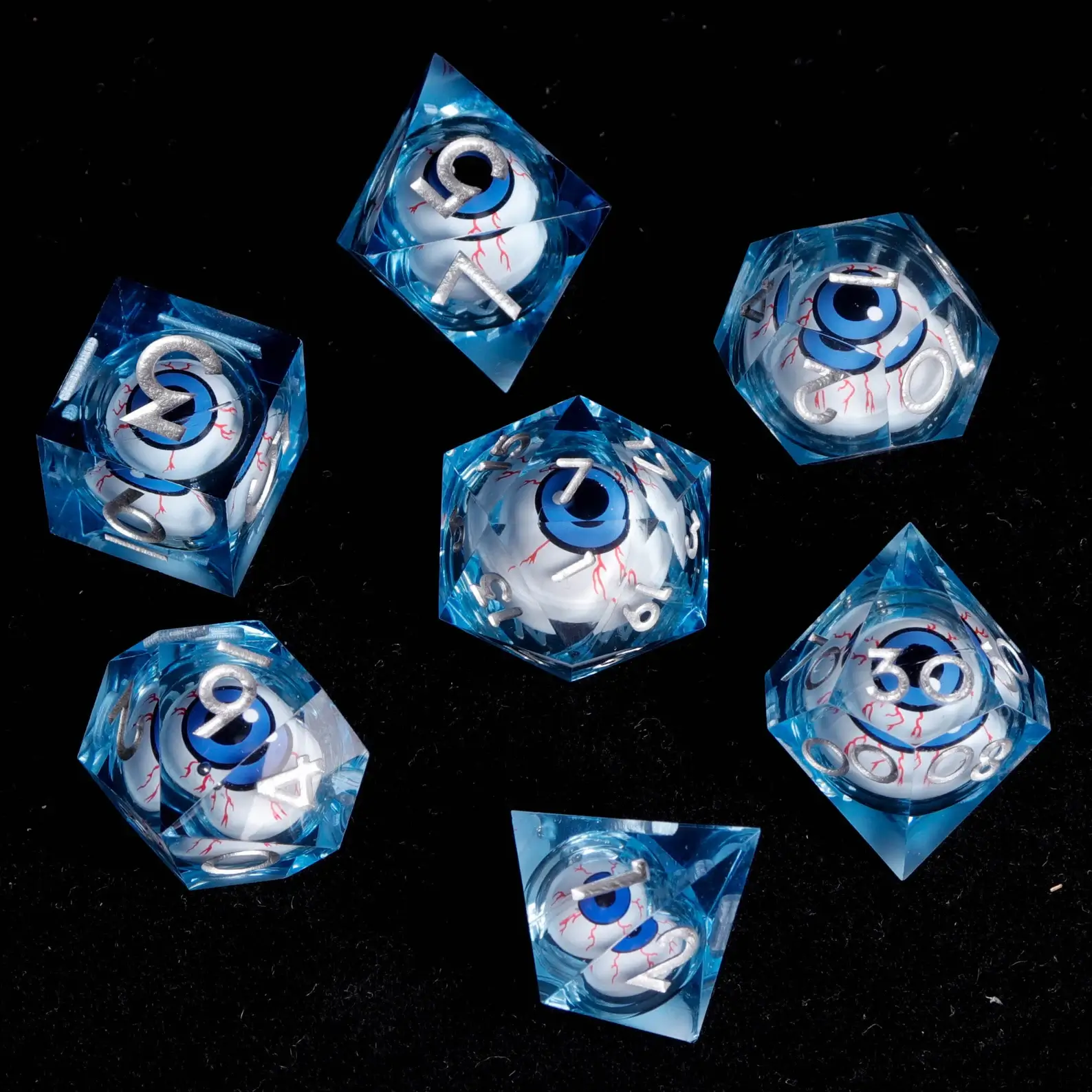 Moving Eyes D&D Dice Set – Liquid Core D6 & D20, Sharp Edge RPG Dice, Perfect Gift for Players
