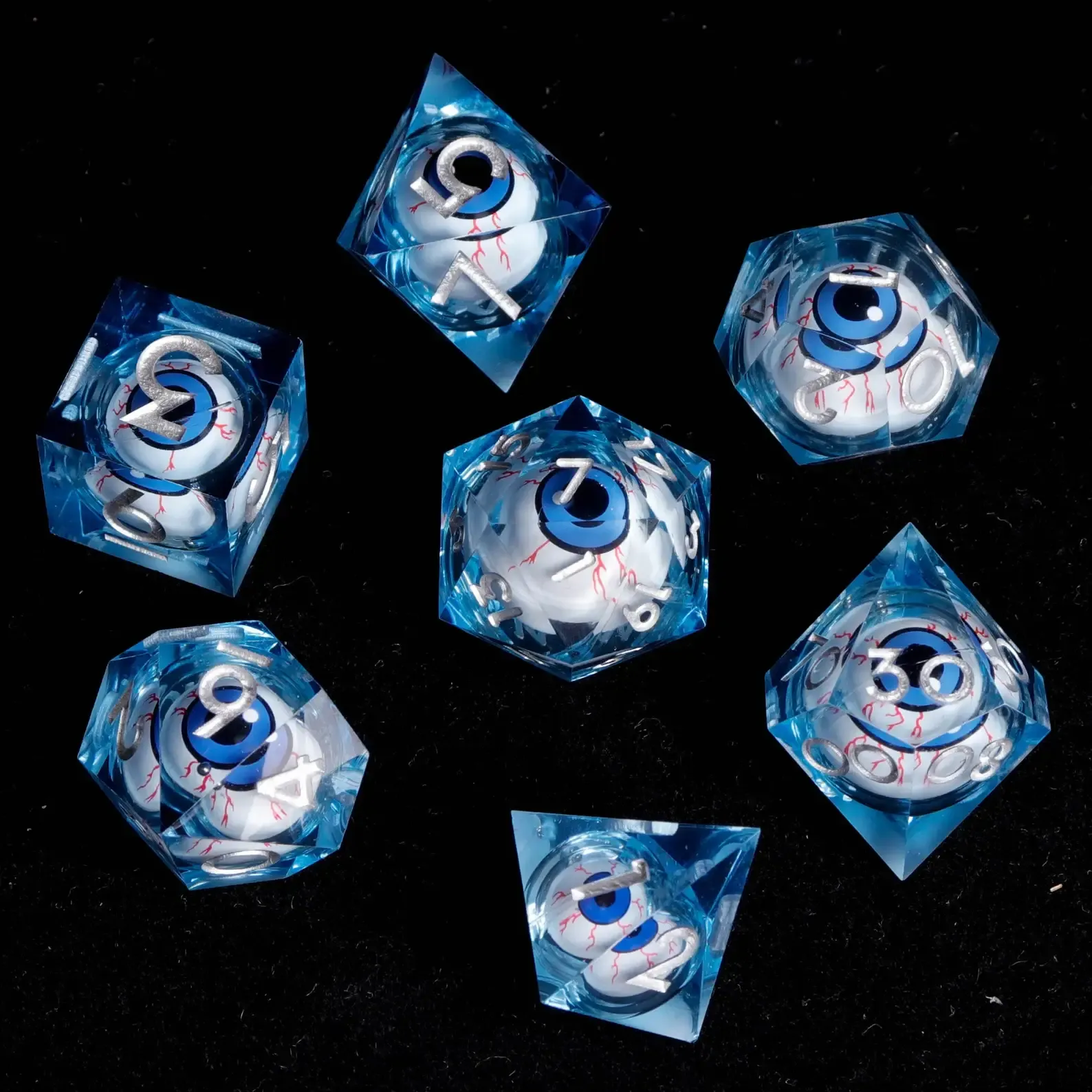 Moving Eyes D&D Dice Set – Liquid Core D6 & D20, Sharp Edge RPG Dice, Perfect Gift for Players
