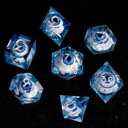 Moving Eyes D&D Dice Set – Liquid Core D6 & D20, Sharp Edge RPG Dice, Perfect Gift for Players