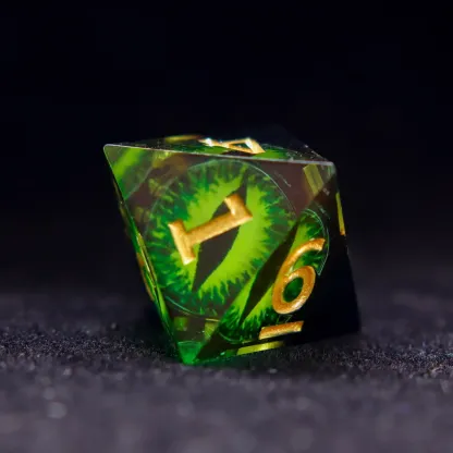 Demon’s Eye Dice Set – Green Eyes Sharp Edge D6 & D20, Perfect Gift-giftyourways