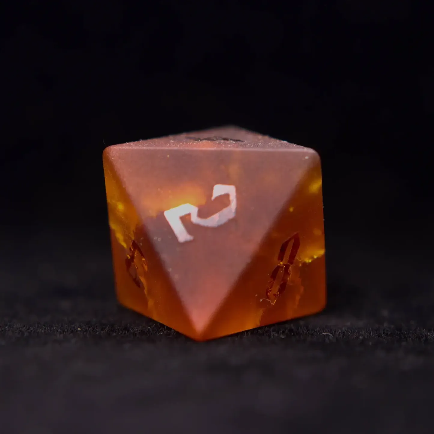 Orange Glass Sharp Edge D&D Dice Set, Dungeons and Dragons Polyhedral RPG Gemstone Dice Set