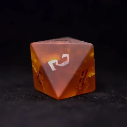 Orange Glass Sharp Edge D&D Dice Set, Dungeons and Dragons Polyhedral RPG Gemstone Dice Set
