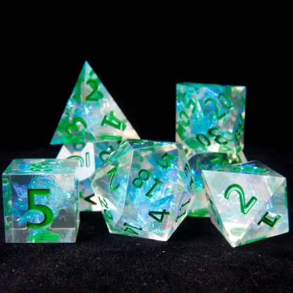 Green DND Dice Set – Sharp Edge Polyhedral RPG Dice