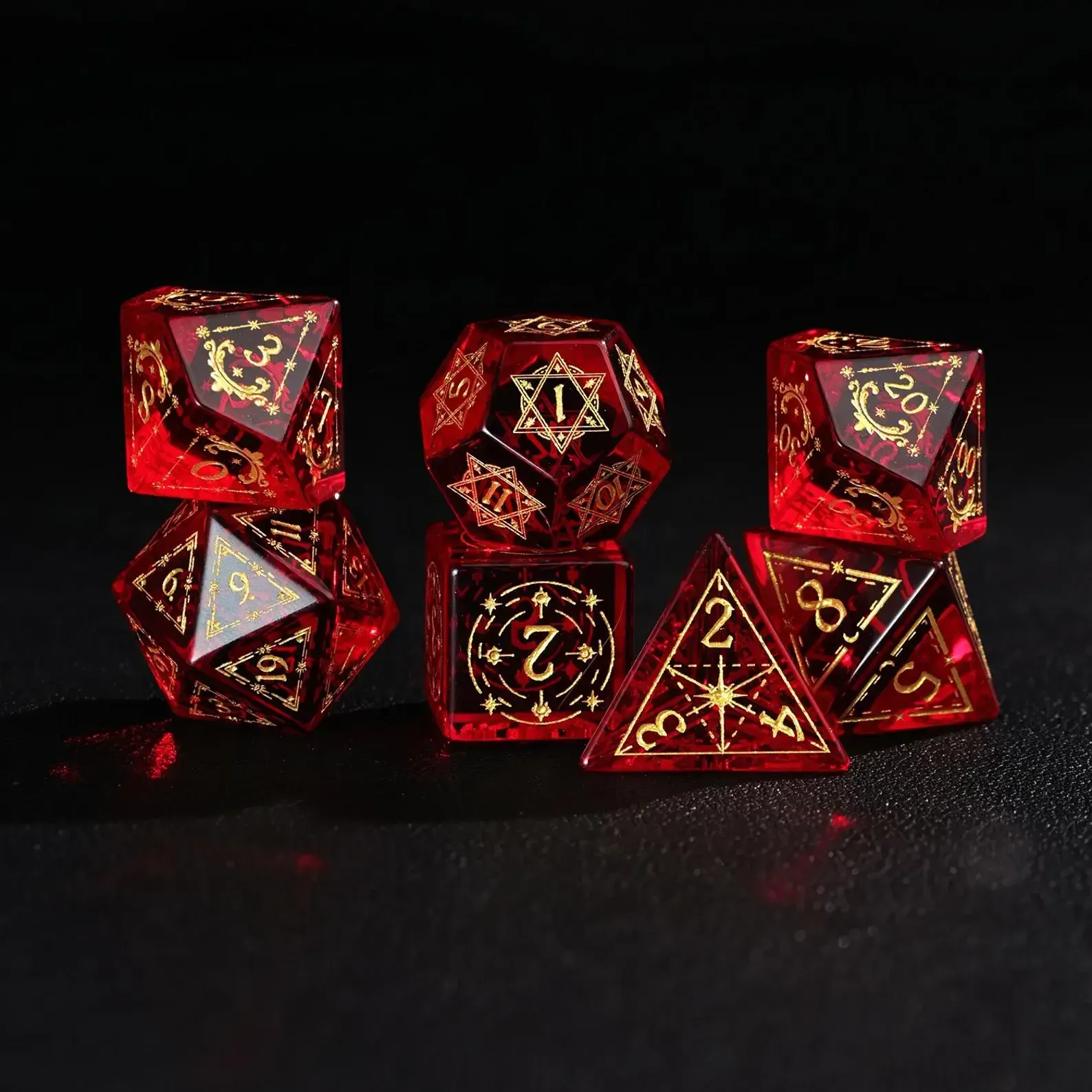 Red Garnet DND Dice Set – Handcrafted Polyhedral RPG Dice Gift