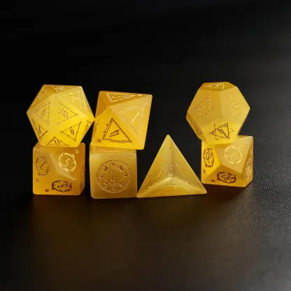 Yellow Cat Dice Set – Handcrafted DND Polyhedral Dice
