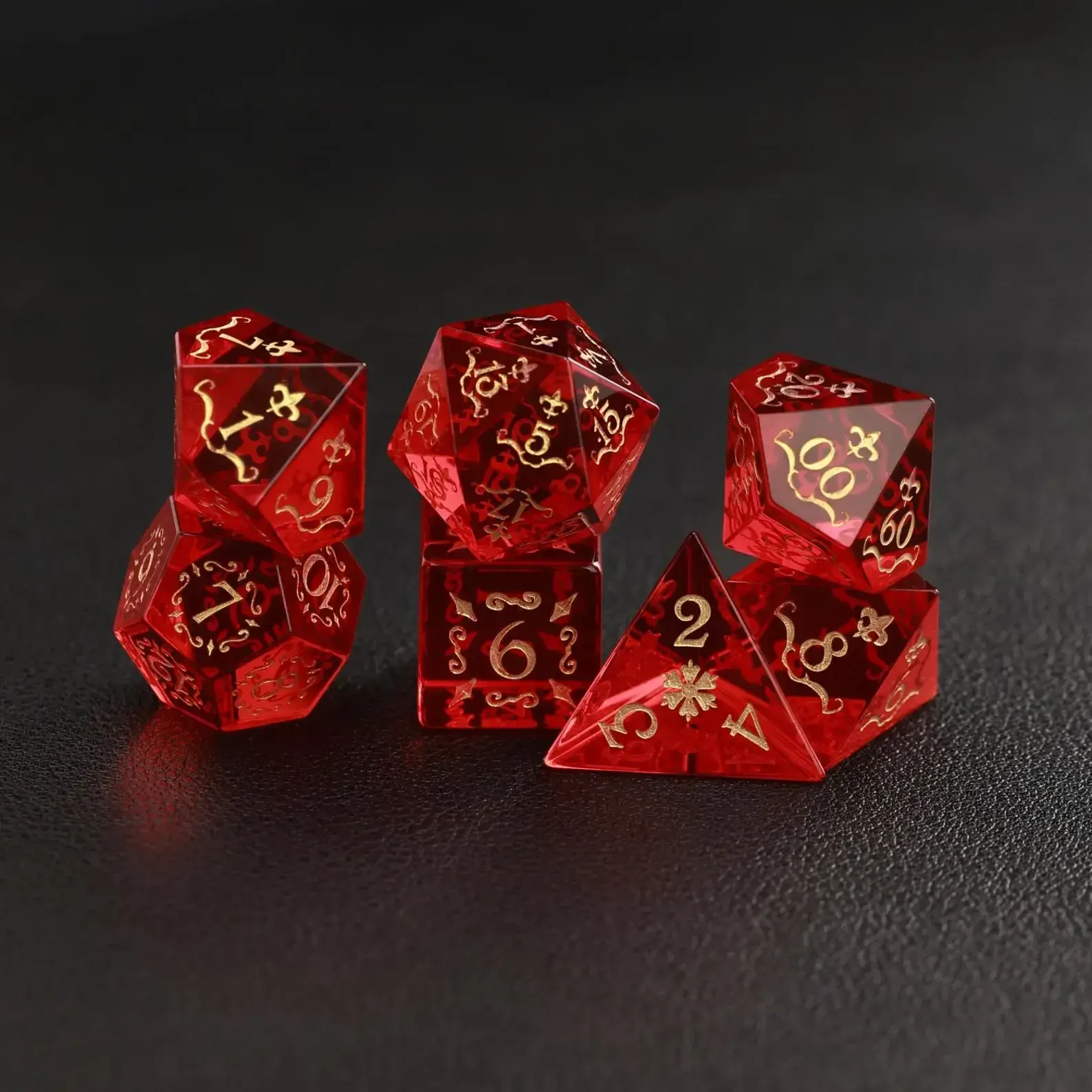 Red Garnet DND Dice Set – Dungeons & Dragons Polyhedron RPG Gem Dice Set