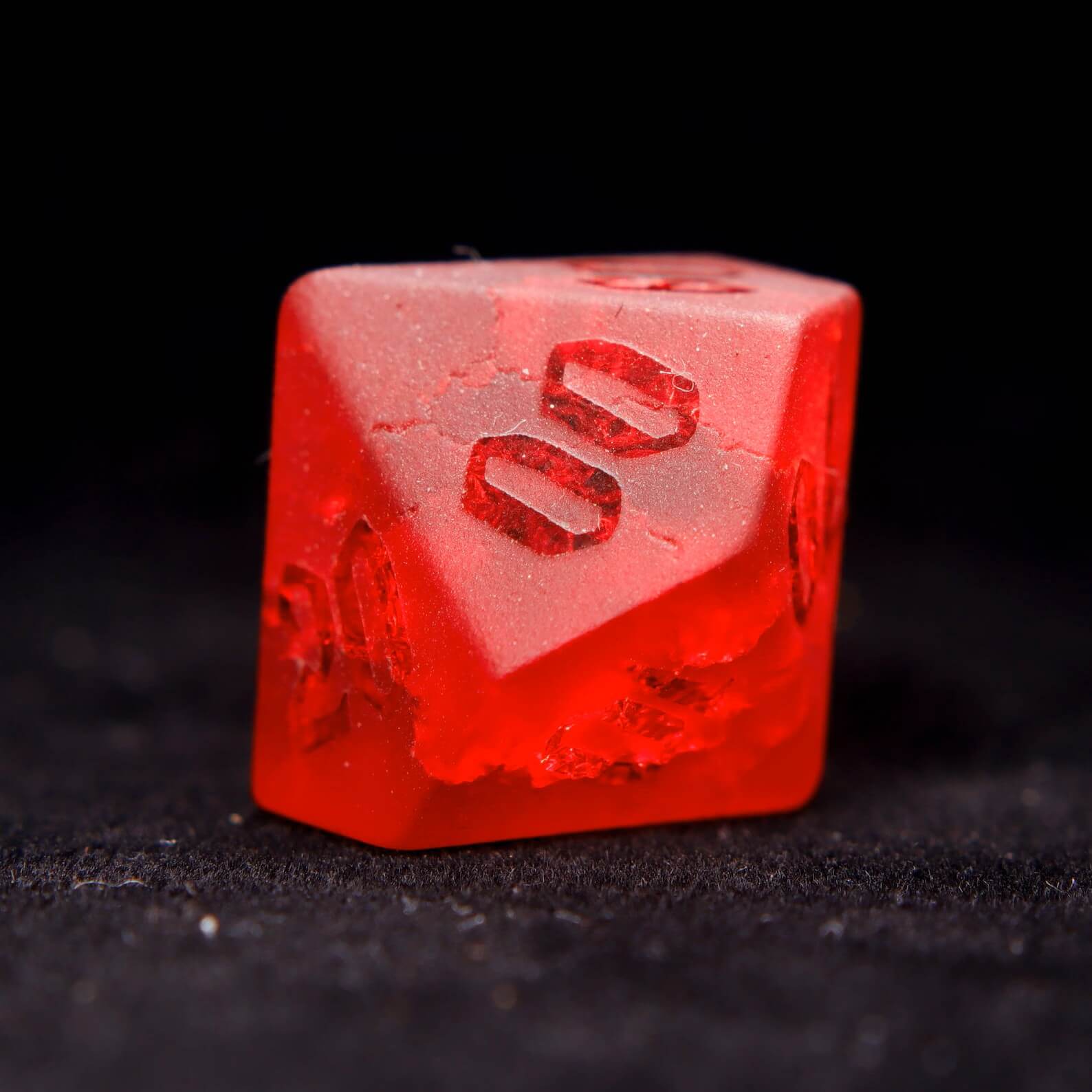 Red Glass Sharp Edge D&D Dice Set, Dungeons and Dragons Polyhedral RPG Gemstone Dice Set