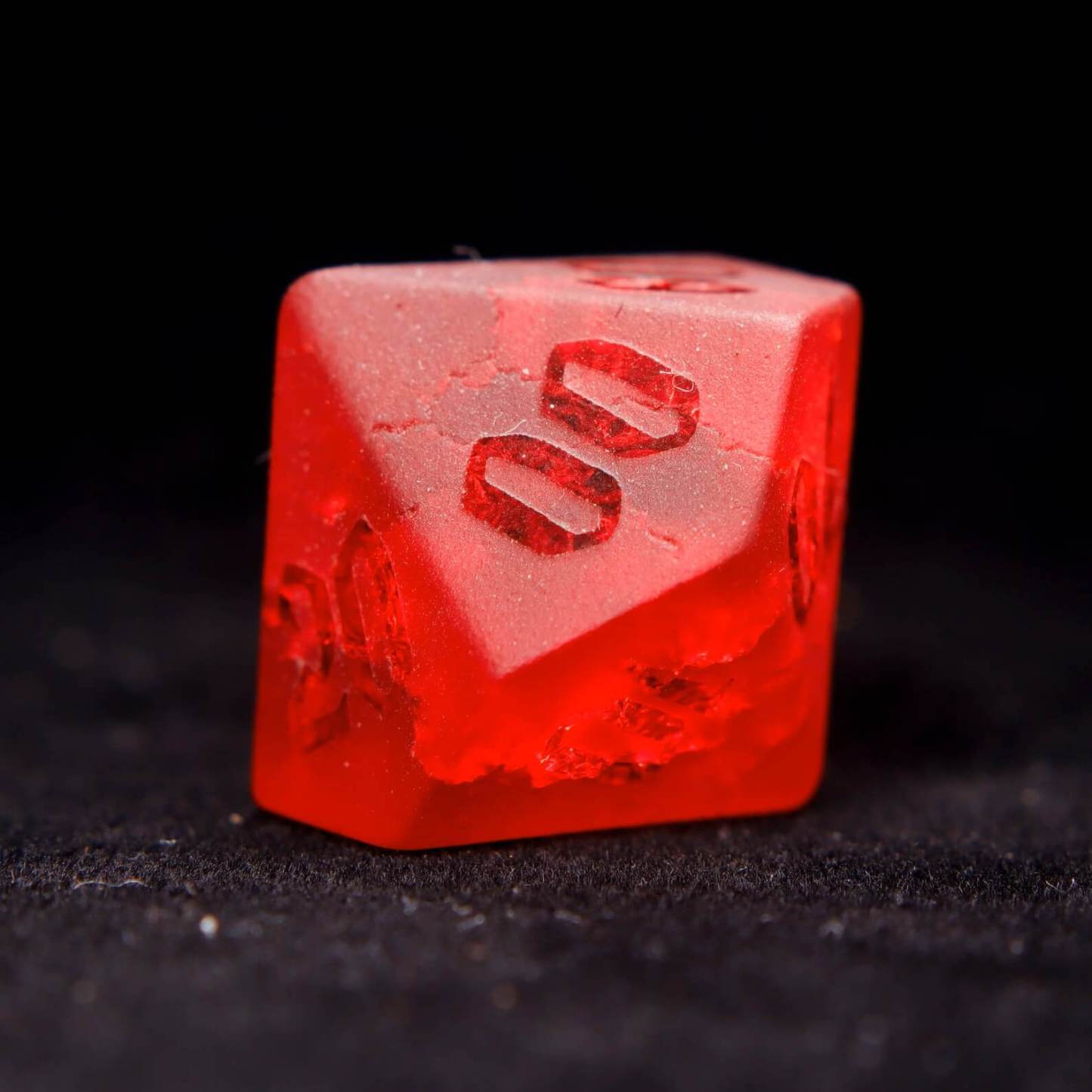 Red Glass Sharp Edge D&D Dice Set, Dungeons and Dragons Polyhedral RPG Gemstone Dice Set