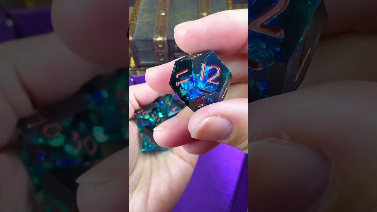 Blue Lightning DND Dice Set – Sharp Polyhedral Resin Dice, Birthday Gift for Boyfriend