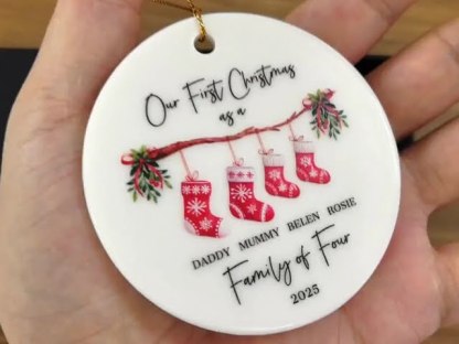 Personalised First Christmas as a Family of 4 Ornament