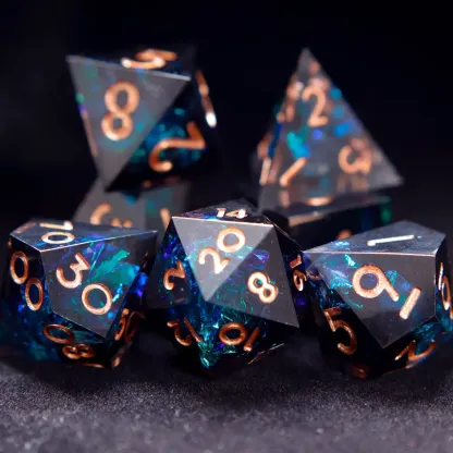 Black & Blue DND Dice Set – Sharp Edge Polyhedral D6 & D20, Perfect Gift for RPG Players