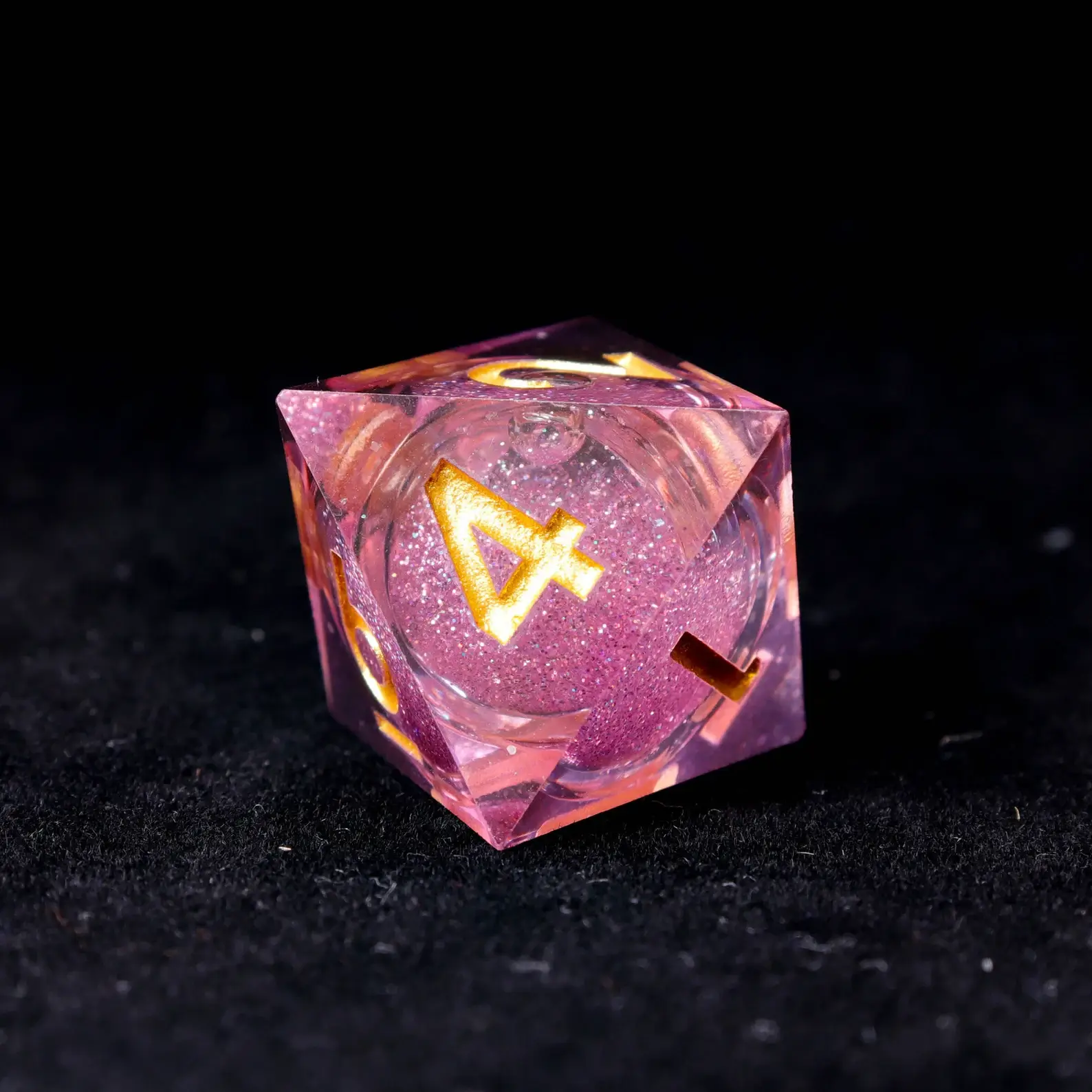Pink Liquid Core DND Dice Set – Sharp D6 & D20, Birthday Gift for D&D Players