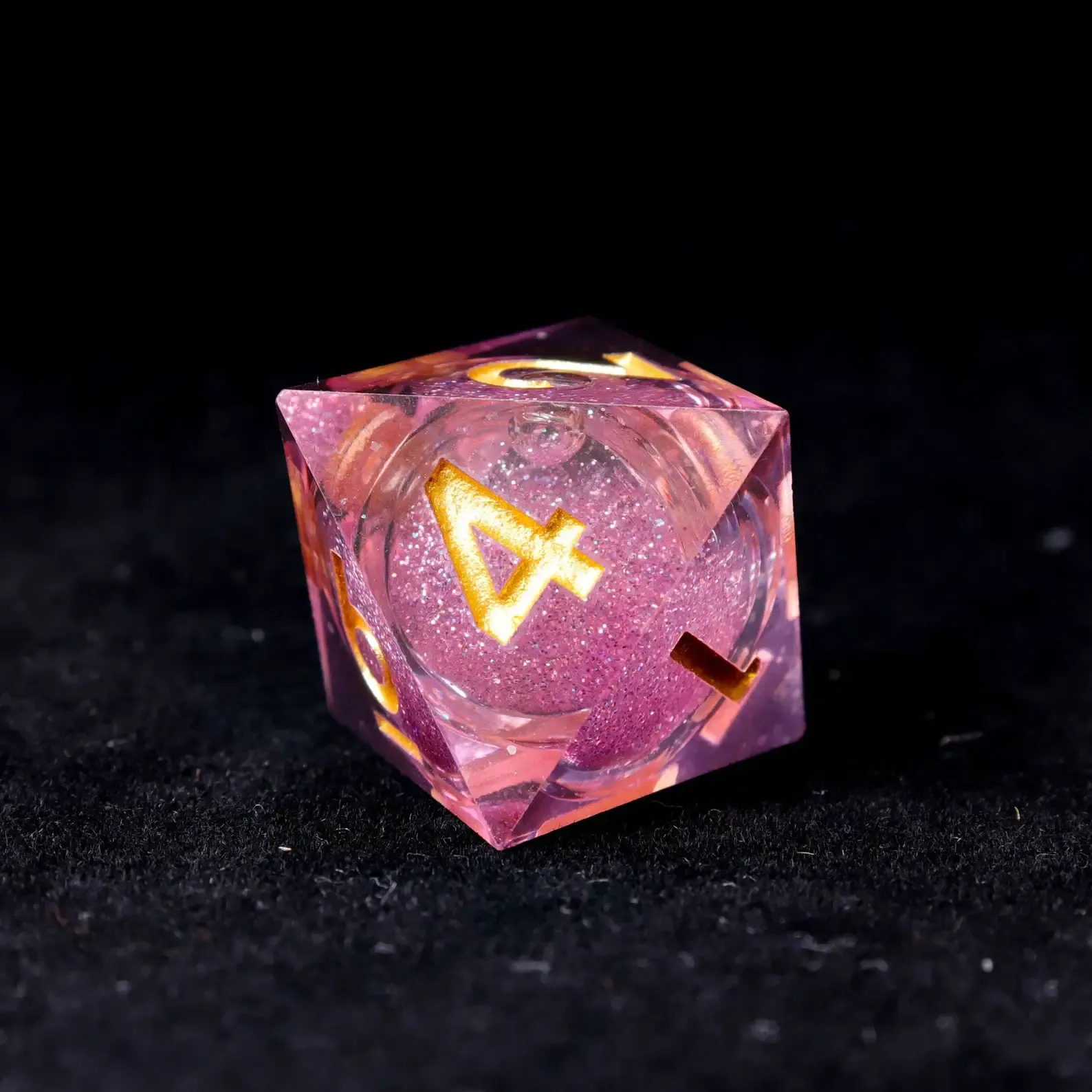 Pink Liquid Core DND Dice Set – Sharp D6 & D20, Birthday Gift for D&D Players