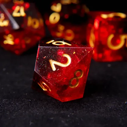 Fiery Red Sharp Edges Dungeons & Dragons Polyhedron RPG Dice Set DND