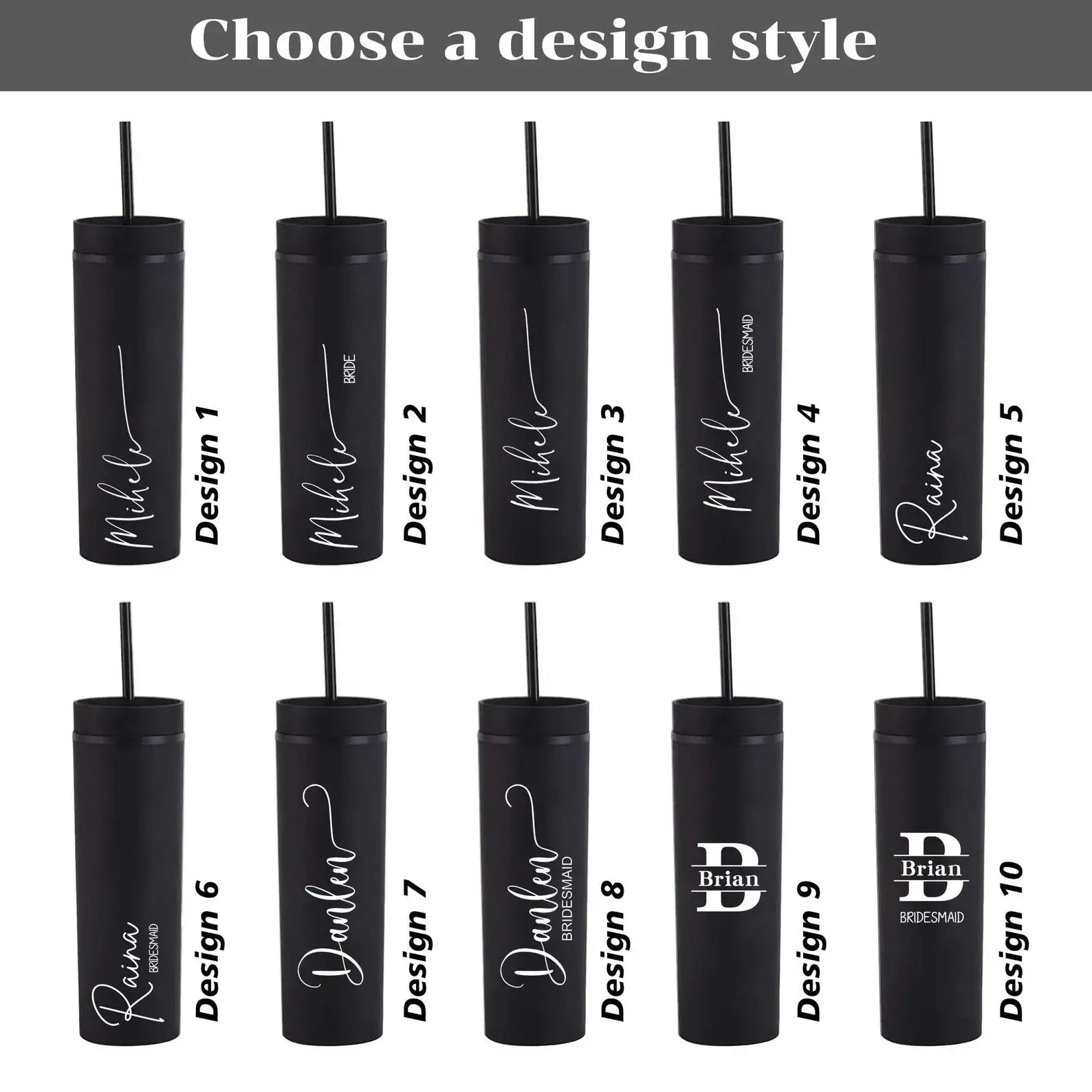 Personalized Skinny 16oz Tumbler with Straw – Bridesmaid Gift Idea