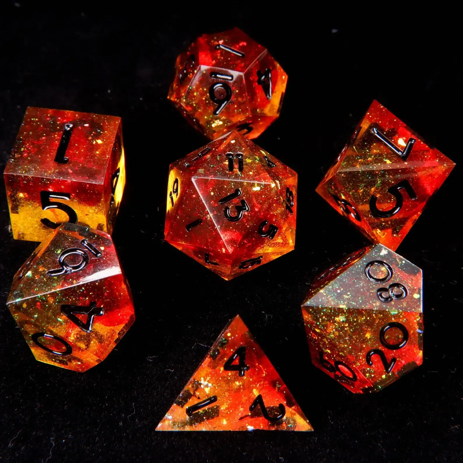Orange D&D Dice Set – Sharp Edge D6 & D20, Polyhedral RPG Victory Gift