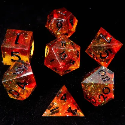 Orange D&D Dice Set – Sharp Edge D6 & D20, Polyhedral RPG Victory Gift