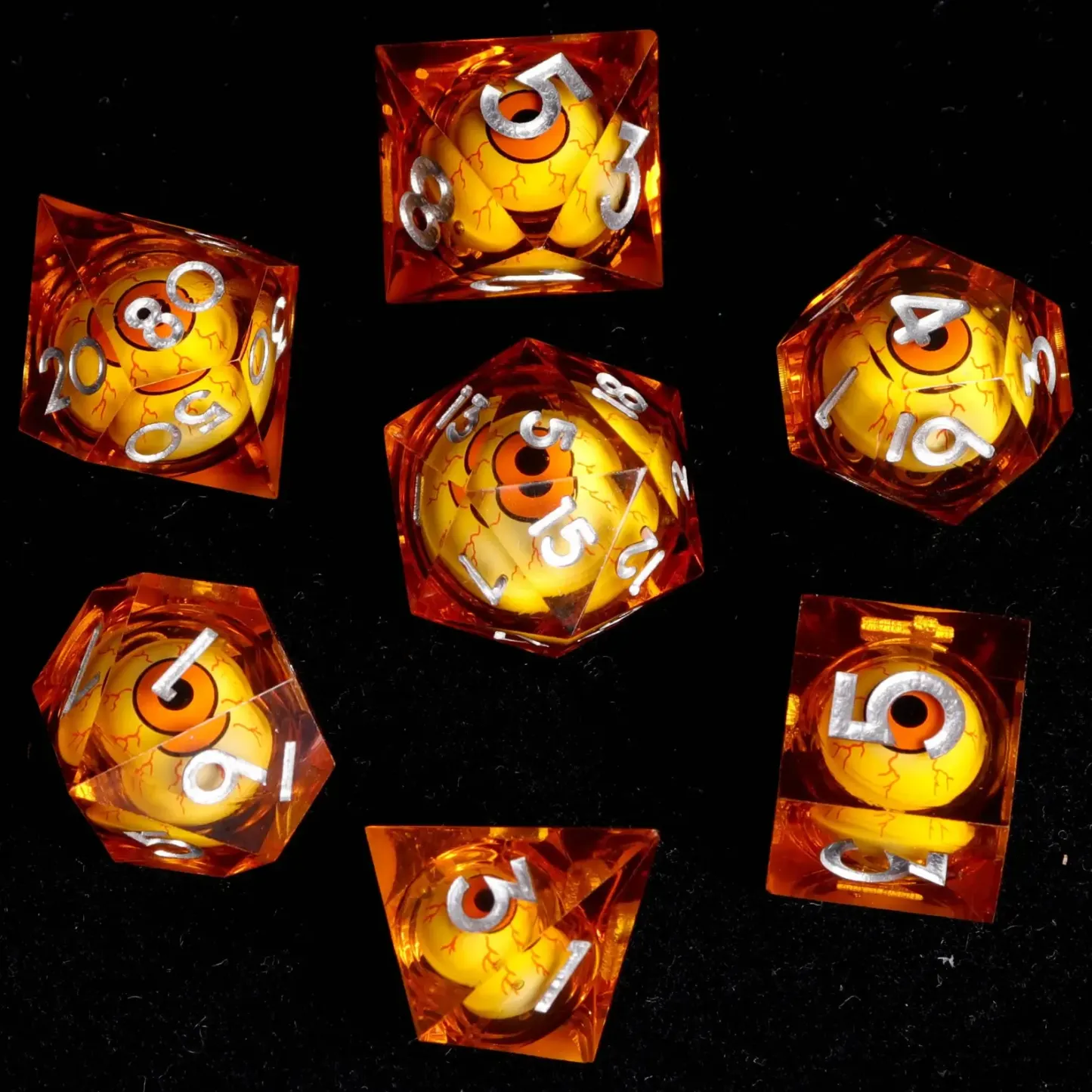 Moving Eyes D&D Dice Set – Liquid Core D6 & D20, Sharp Edge RPG Dice, Perfect Gift for Players