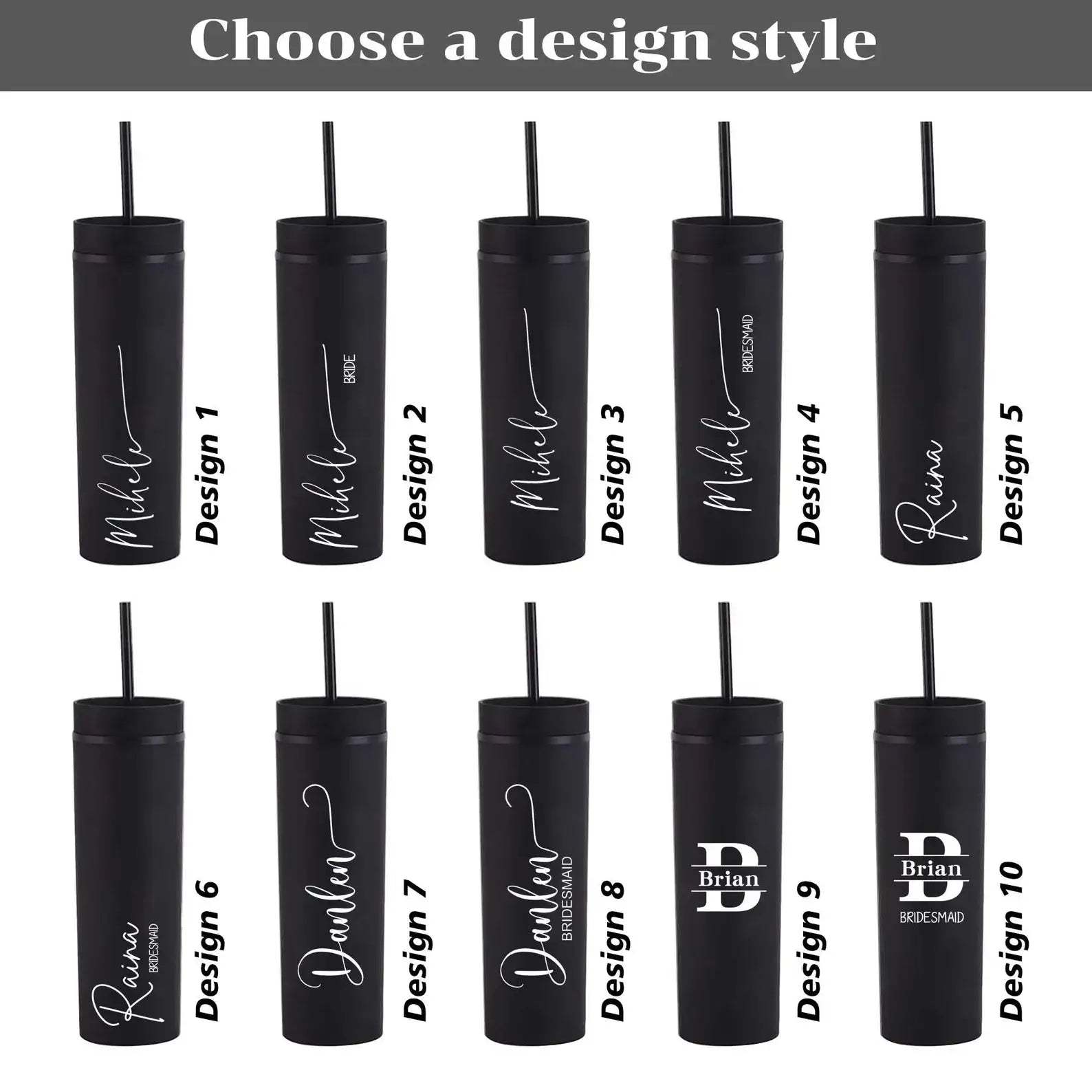 Personalized Skinny 16oz Tumbler with Straw – Bridesmaid Gift Idea