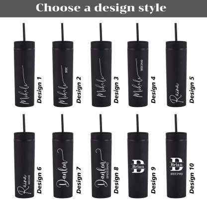 Personalized Skinny 16oz Tumbler with Straw – Bridesmaid Gift Idea