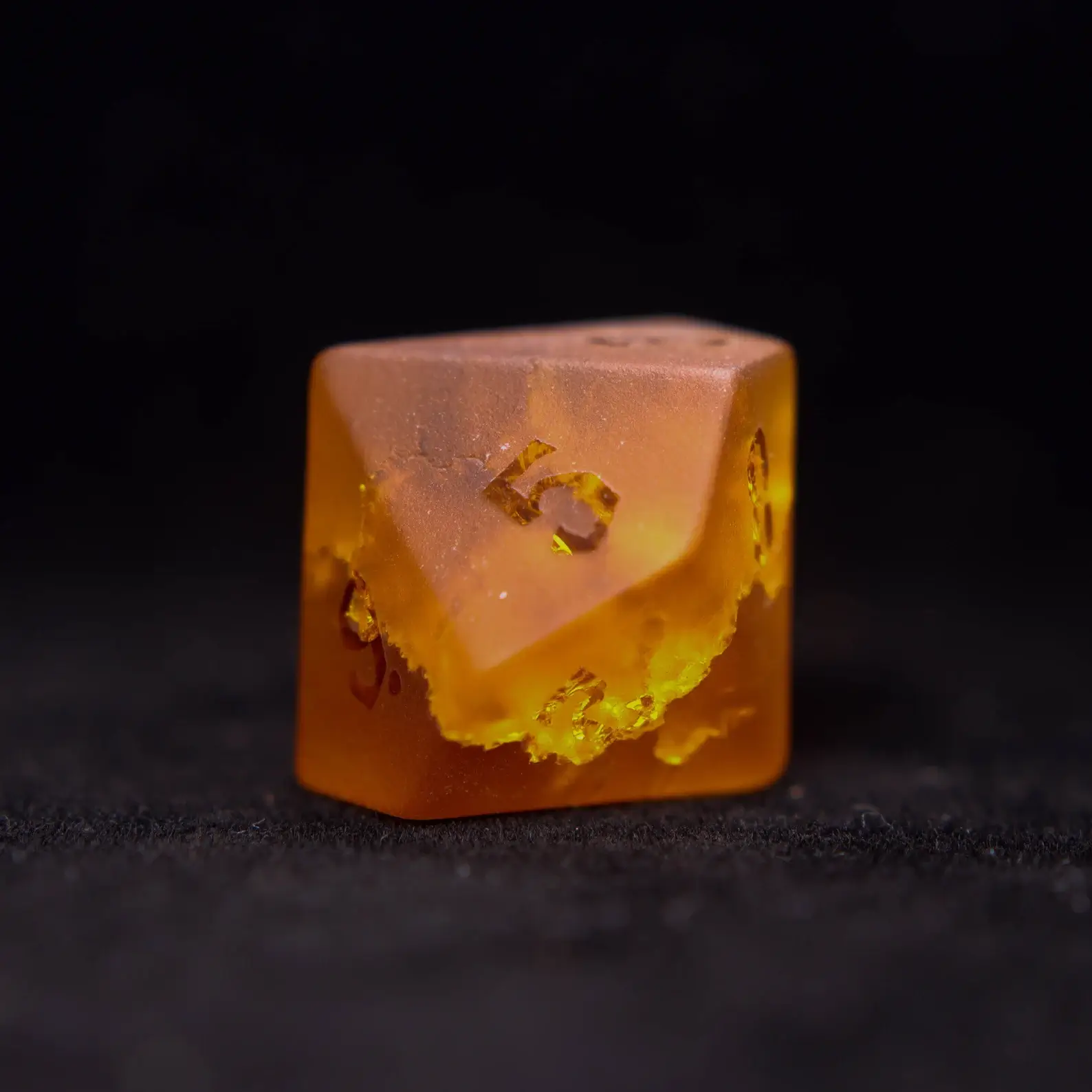 Orange Glass Sharp Edge D&D Dice Set, Dungeons and Dragons Polyhedral RPG Gemstone Dice Set