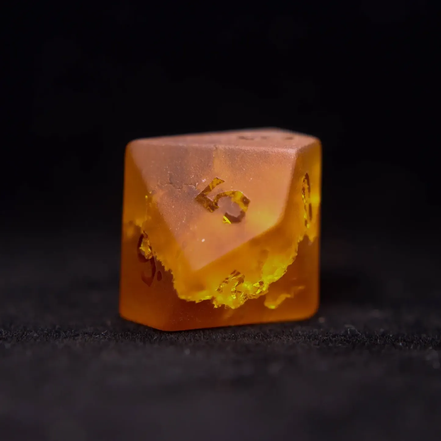 Orange Glass Sharp Edge D&D Dice Set, Dungeons and Dragons Polyhedral RPG Gemstone Dice Set