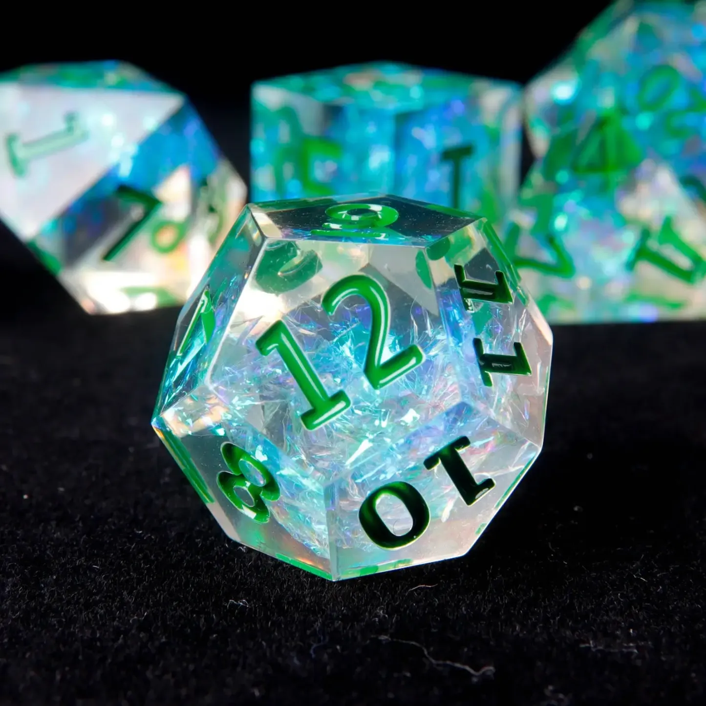 Green DND Dice Set – Sharp Edge Polyhedral RPG Dice