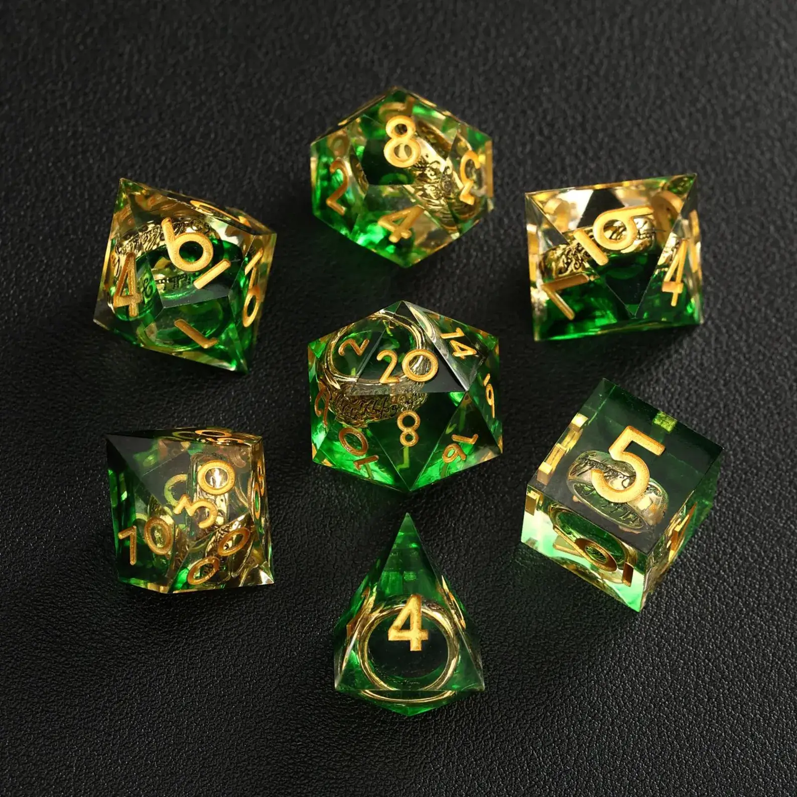 Green Brass Ring Dice – The Lord of the Rings Dice Set